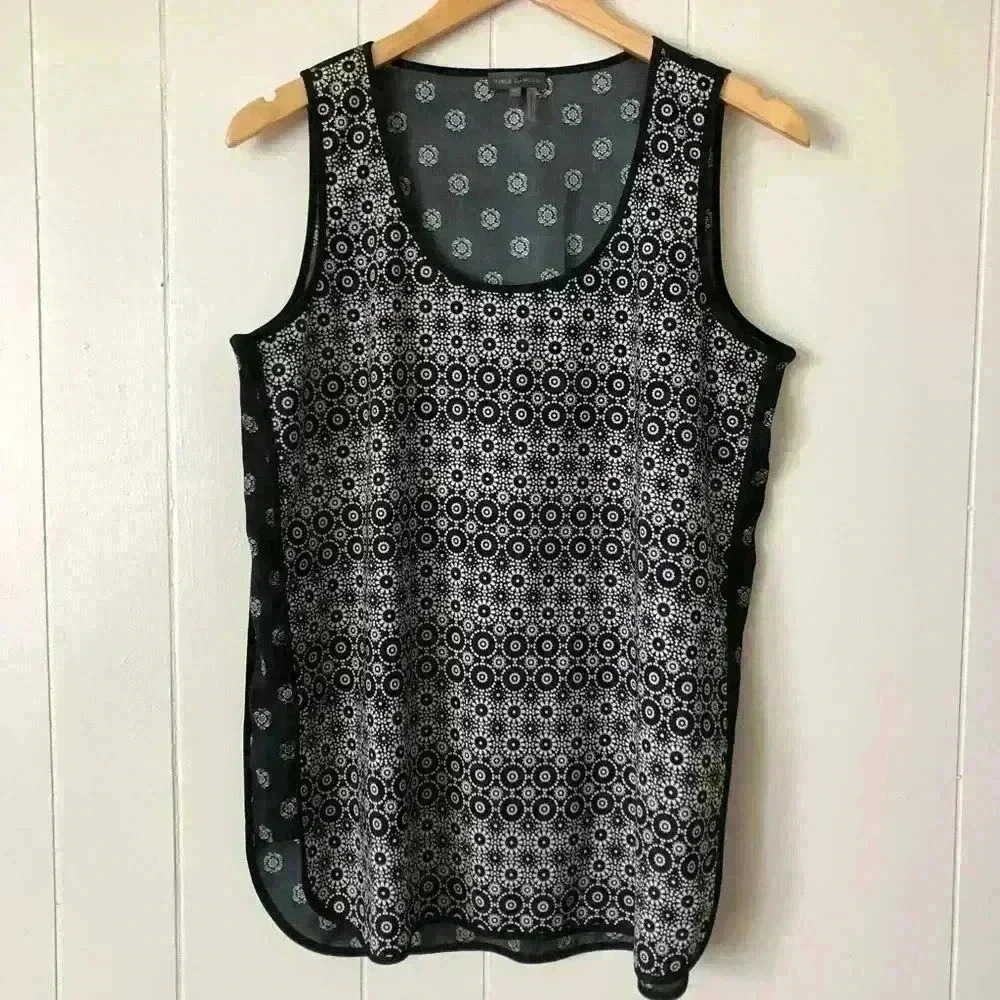 Vince Camuto Women's Sleeveless Printed Top Blouse Size M
